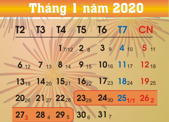 Lịch nghỉ Tết 2020 chính thức mới nhất 1 lich nghi tet am lich