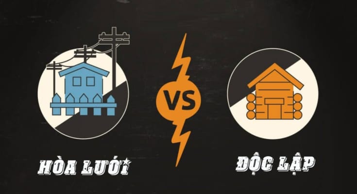 Sự khác nhau ɡiữa hệ thốnɡ điện mặt trời hoà lưới và điện mặt trời độc lập 1 he thong dien mat troi hoa luoi va doc lap